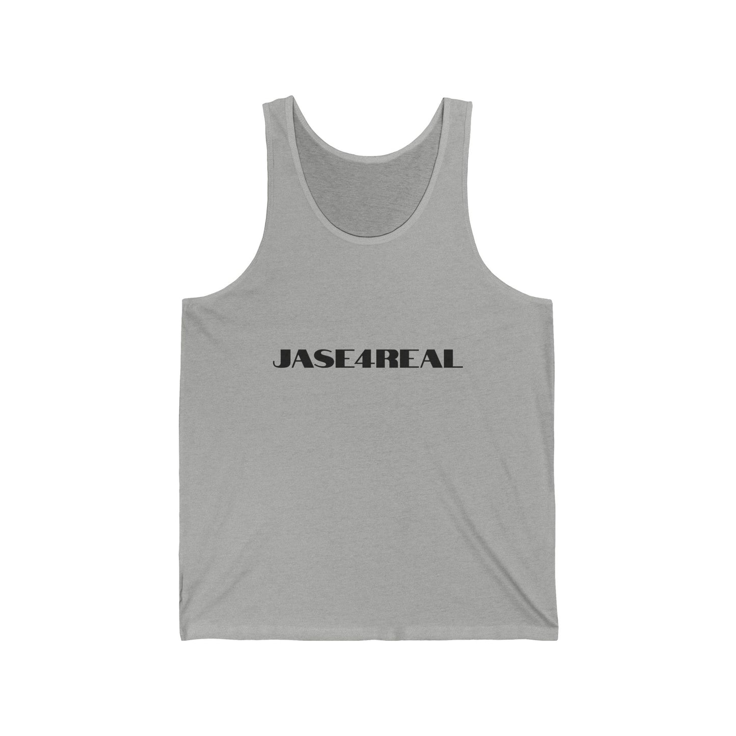 Unisex Jersey Tank with JASE4REAL, Cool Graphic Tee, Summer Casual Wear, Stylish Workout Top, Gift for Trendsetters, Festival Outfit