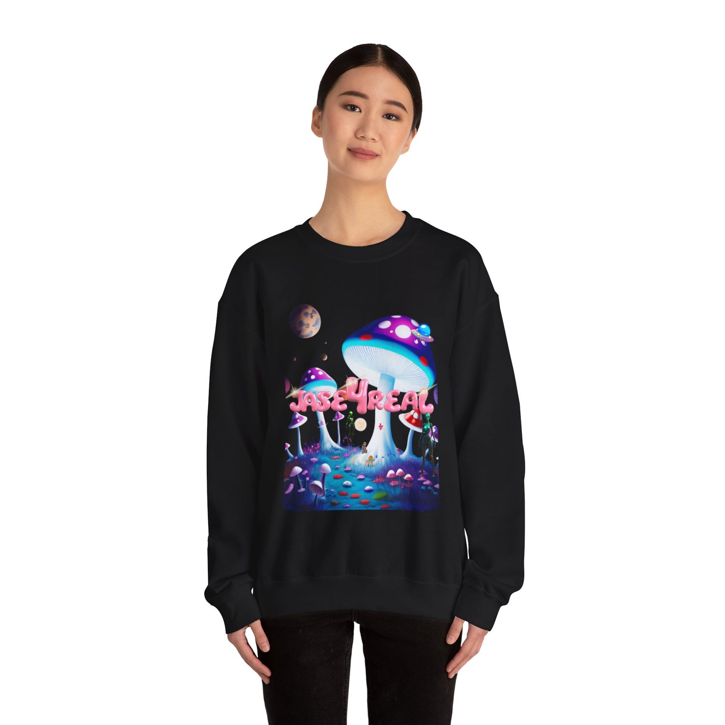 Trippy Mushroom Sweatshirt - Artistic Unisex Crewneck for Festivals, Eco-Friendly Gift, Cozy Fashion, Psychedelic Vibes, Summer Wear