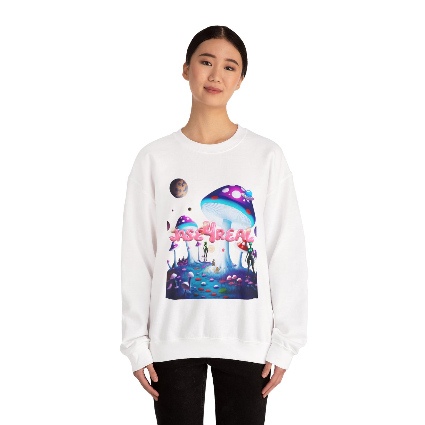 Trippy Mushroom Sweatshirt - Artistic Unisex Crewneck for Festivals, Eco-Friendly Gift, Cozy Fashion, Psychedelic Vibes, Summer Wear
