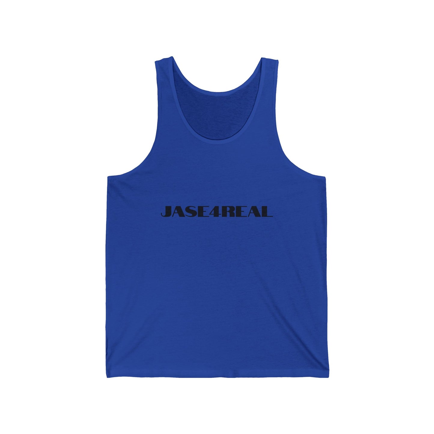 Unisex Jersey Tank with JASE4REAL, Cool Graphic Tee, Summer Casual Wear, Stylish Workout Top, Gift for Trendsetters, Festival Outfit
