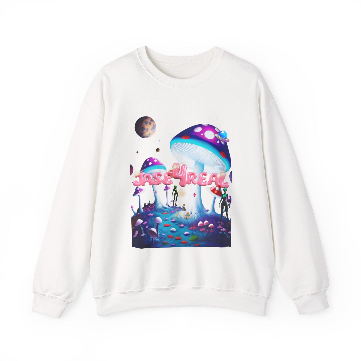 Trippy Mushroom Sweatshirt - Artistic Unisex Crewneck for Festivals, Eco-Friendly Gift, Cozy Fashion, Psychedelic Vibes, Summer Wear