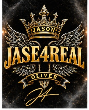 Jase4Real Jason Oliver gold crown and wings logo